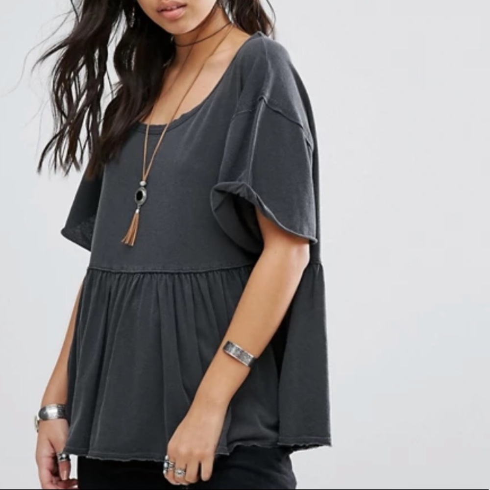 Free People Odyssey Tee, Gray Size L